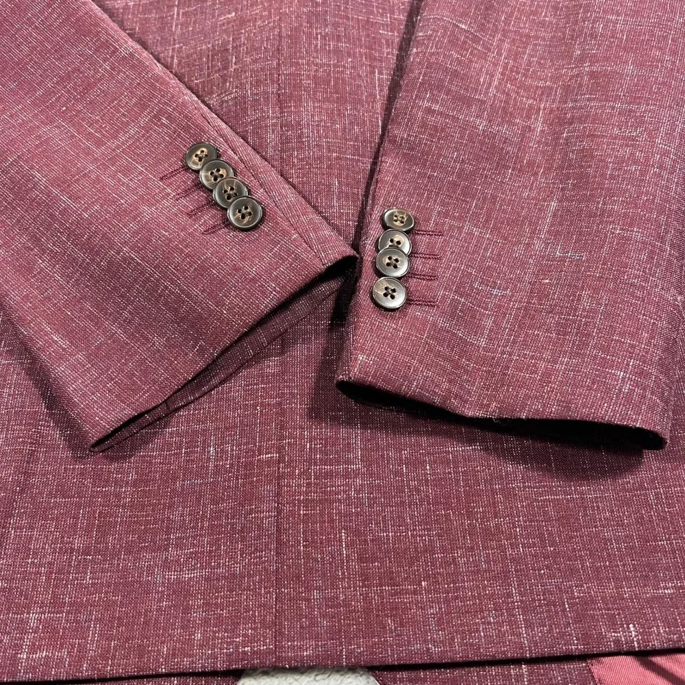 Lubiam Blazer Mens 50L Burgundy NWT Wool Flax Vitale Barberis Canonico Italy